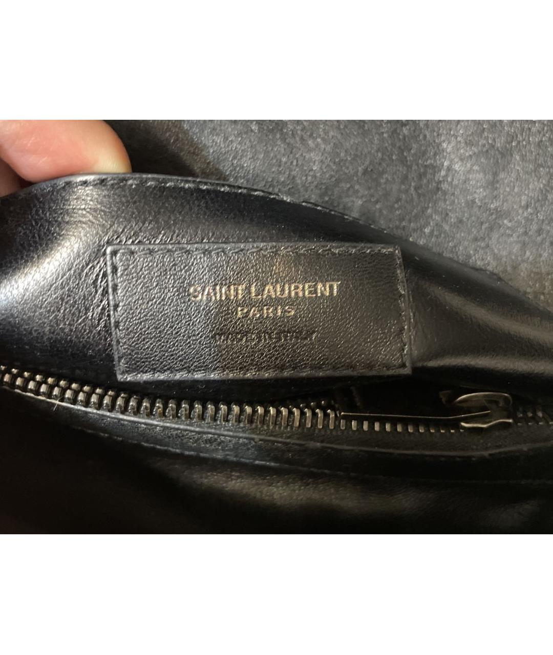 SAINT LAURENT Черная кожаная сумка через плечо, фото 5
