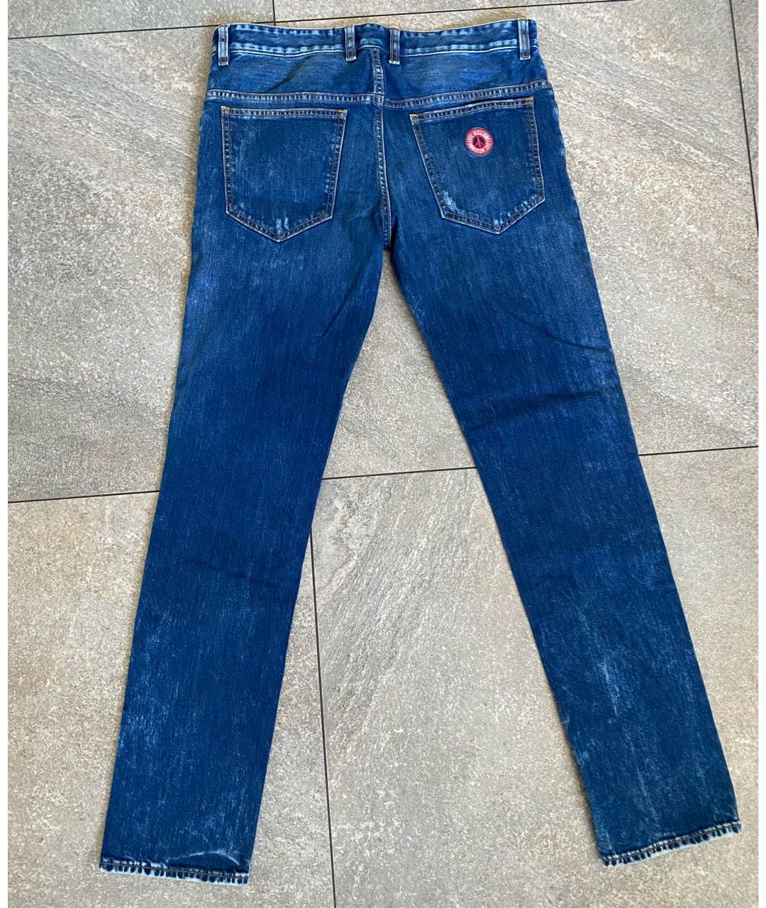 LOVE MOSCHINO Синие хлопко-эластановые прямые джинсы, фото 2