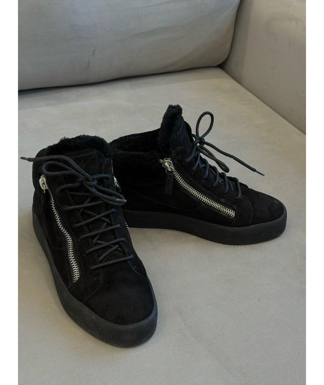 GIUSEPPE ZANOTTI DESIGN Черные кожаные кеды, фото 2