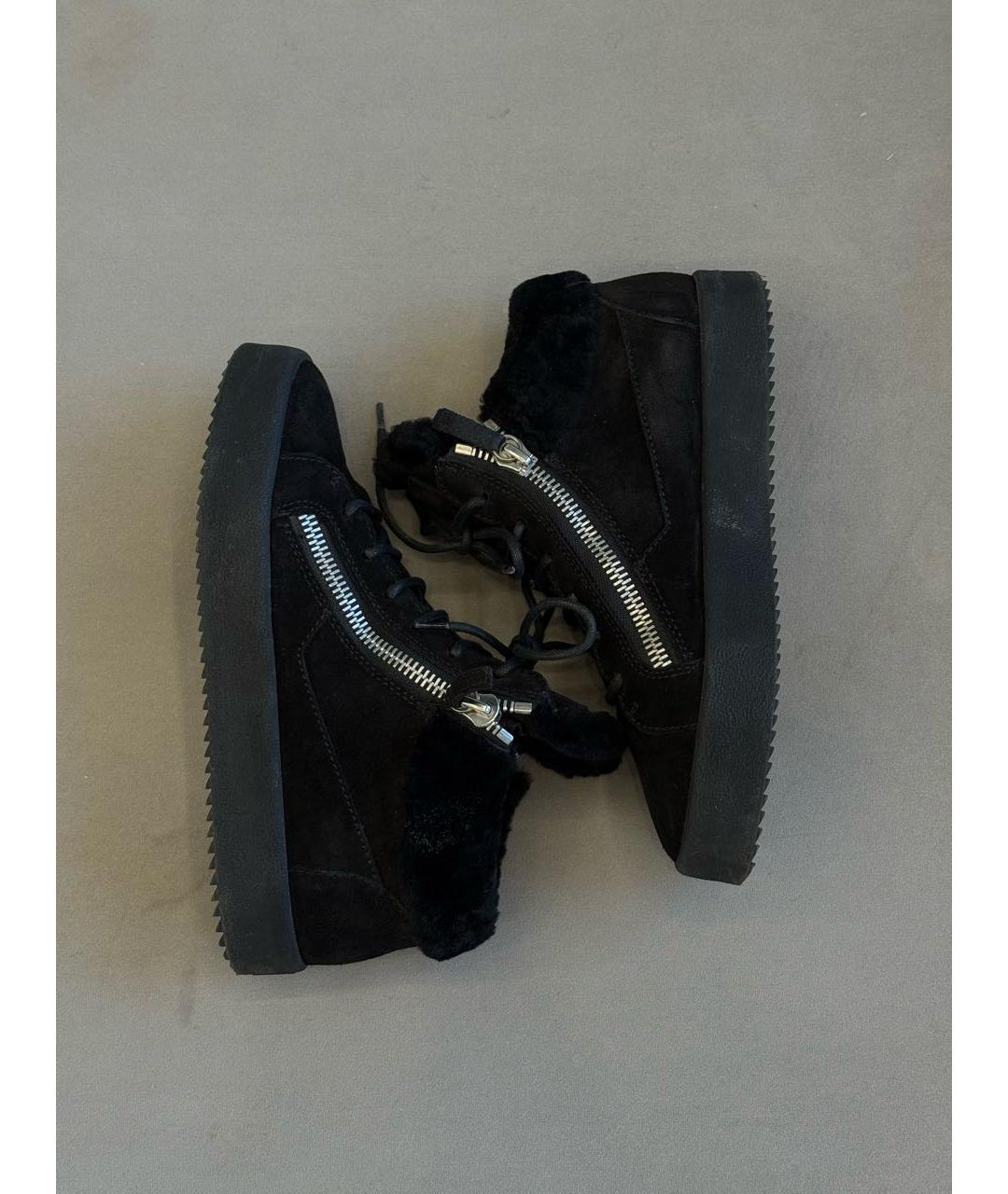 GIUSEPPE ZANOTTI DESIGN Черные кожаные кеды, фото 3