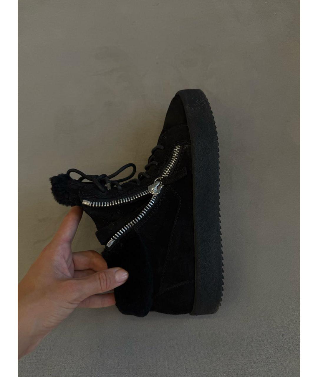 GIUSEPPE ZANOTTI DESIGN Черные кожаные кеды, фото 5
