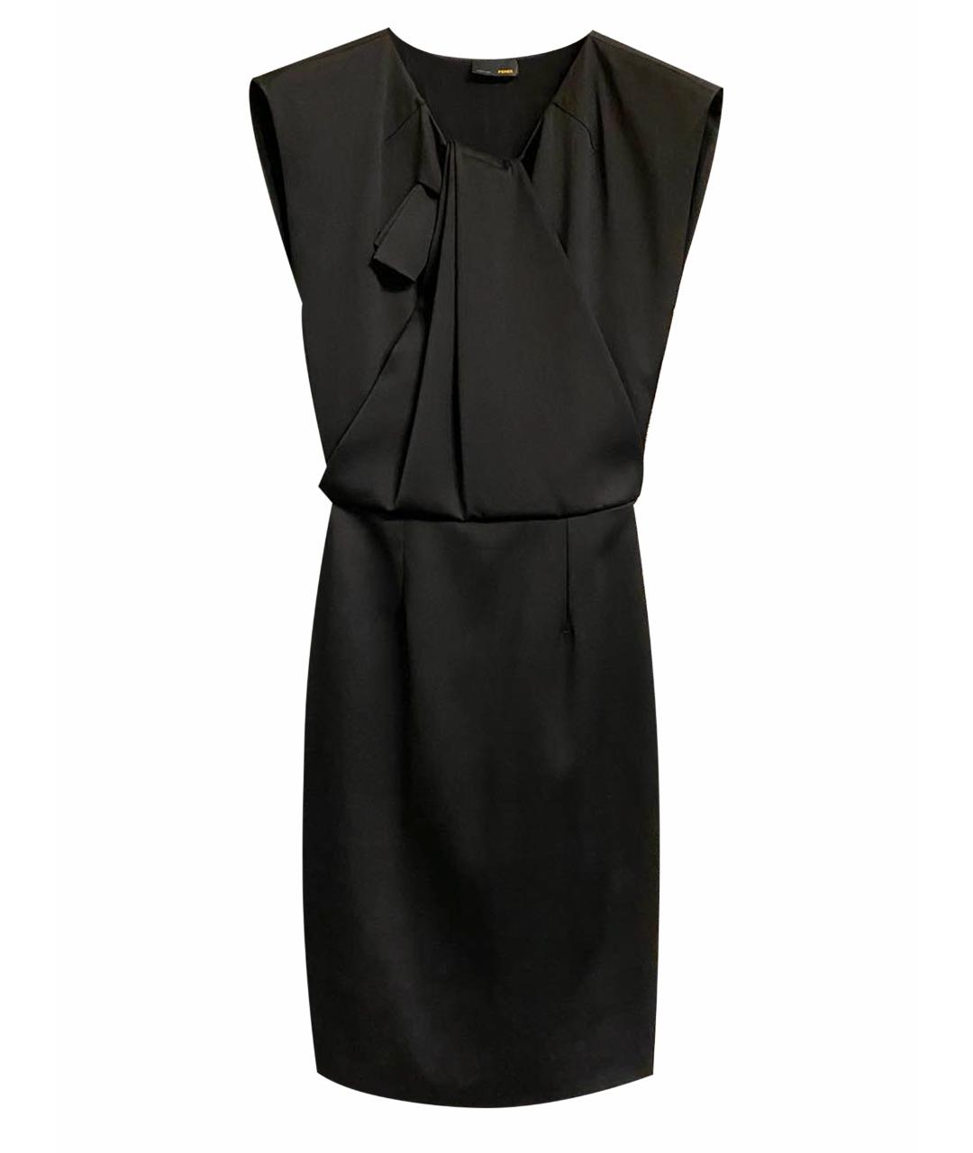 FENDI Черное шерстяное коктейльное платье, фото 1