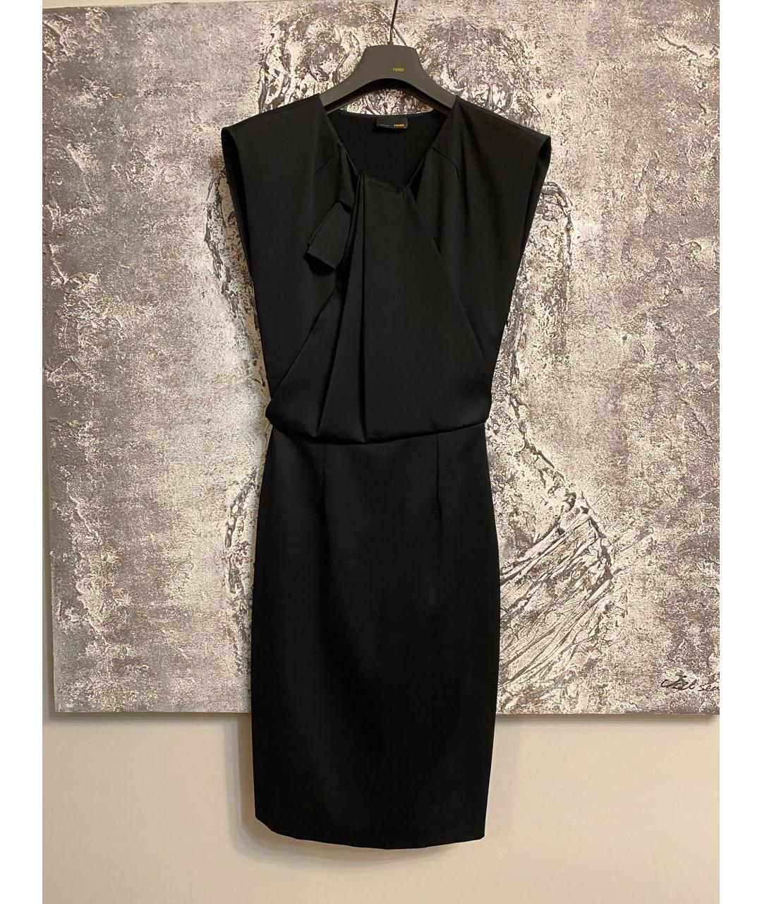 FENDI Черное шерстяное коктейльное платье, фото 7