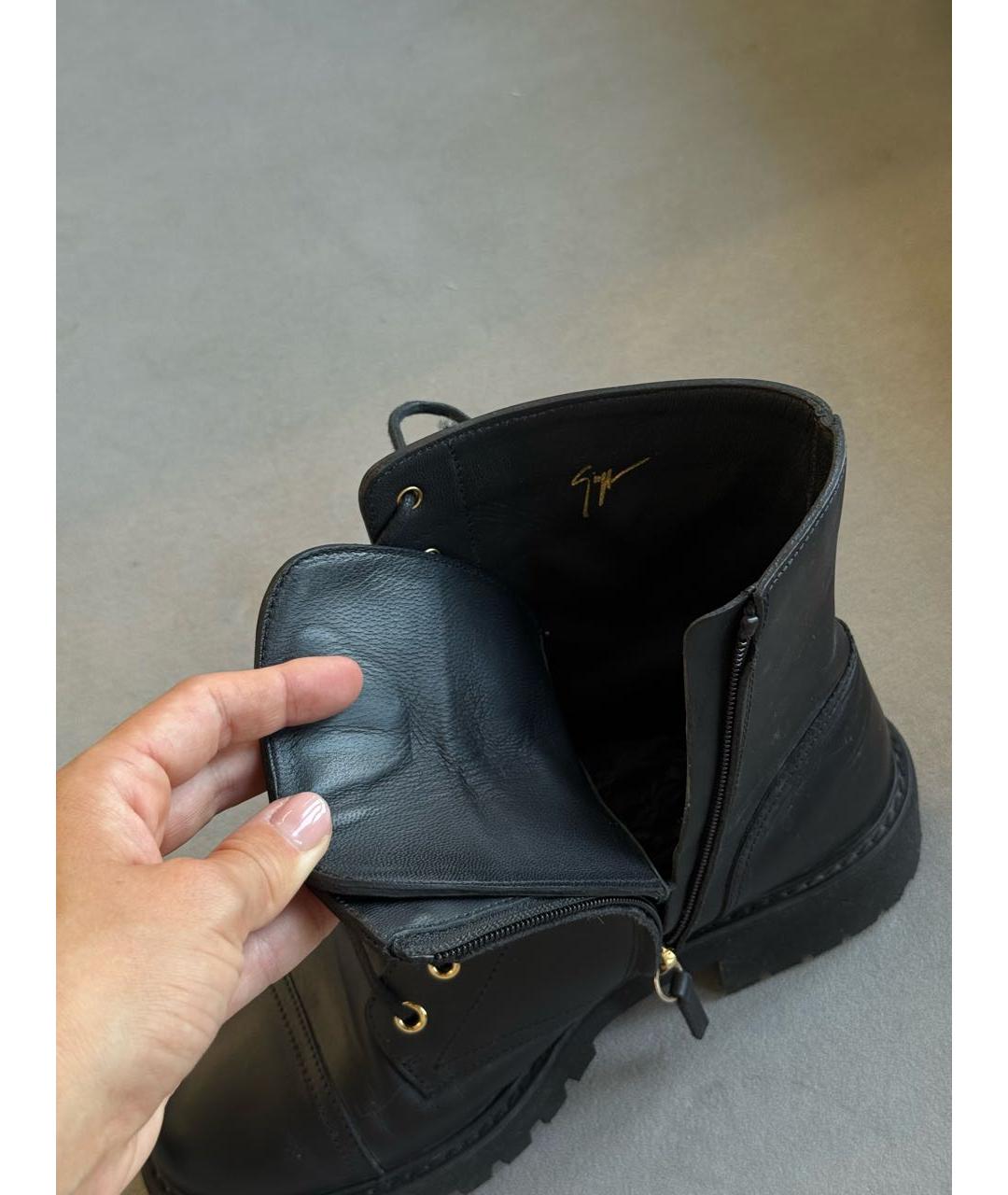 GIUSEPPE ZANOTTI DESIGN Черные кожаные ботинки, фото 5