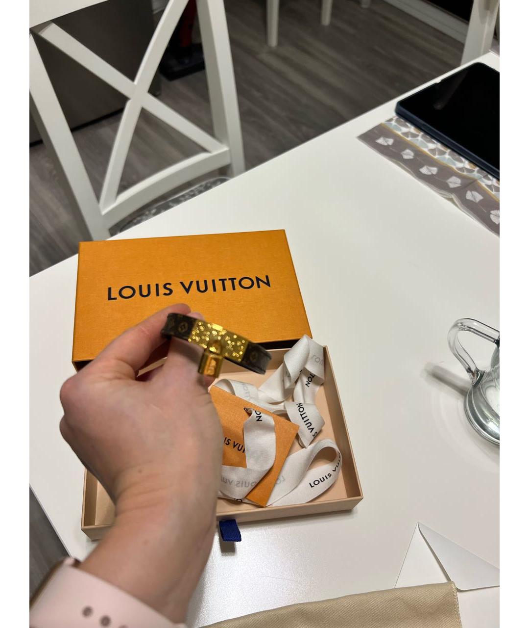 LOUIS VUITTON PRE-OWNED Коричневый кожаный браслет, фото 4