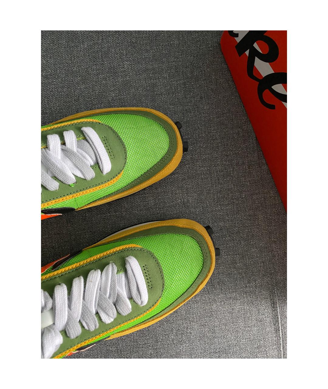 NIKE Зеленые текстильные низкие кроссовки / кеды, фото 3
