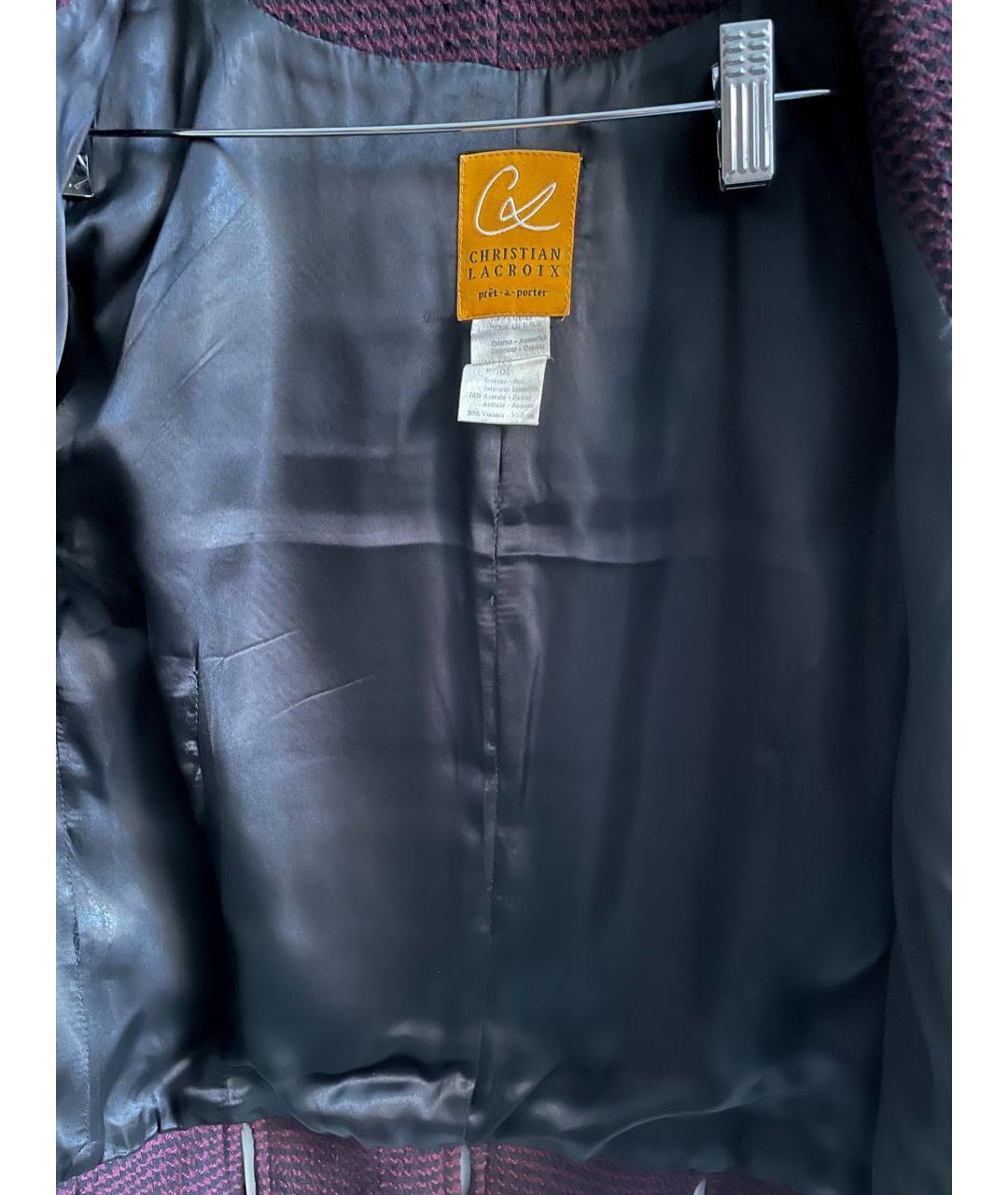 CHRISTIAN LACROIX Бордовый шерстяной жакет/пиджак, фото 4
