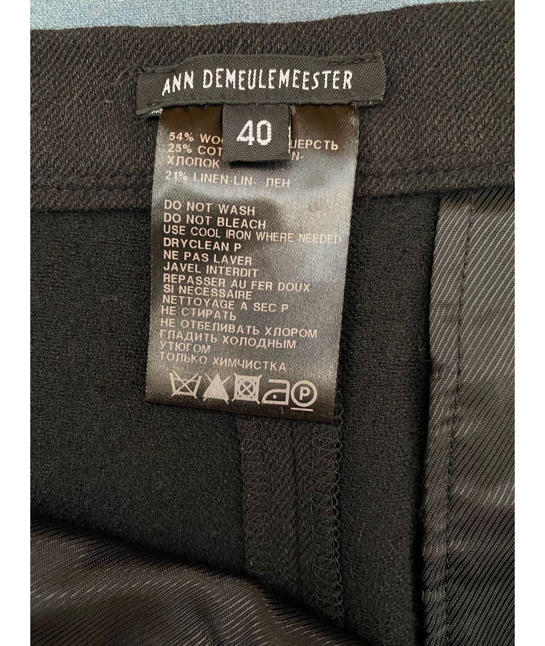 ANN DEMEULEMEESTER Черная шерстяная юбка мини, фото 4