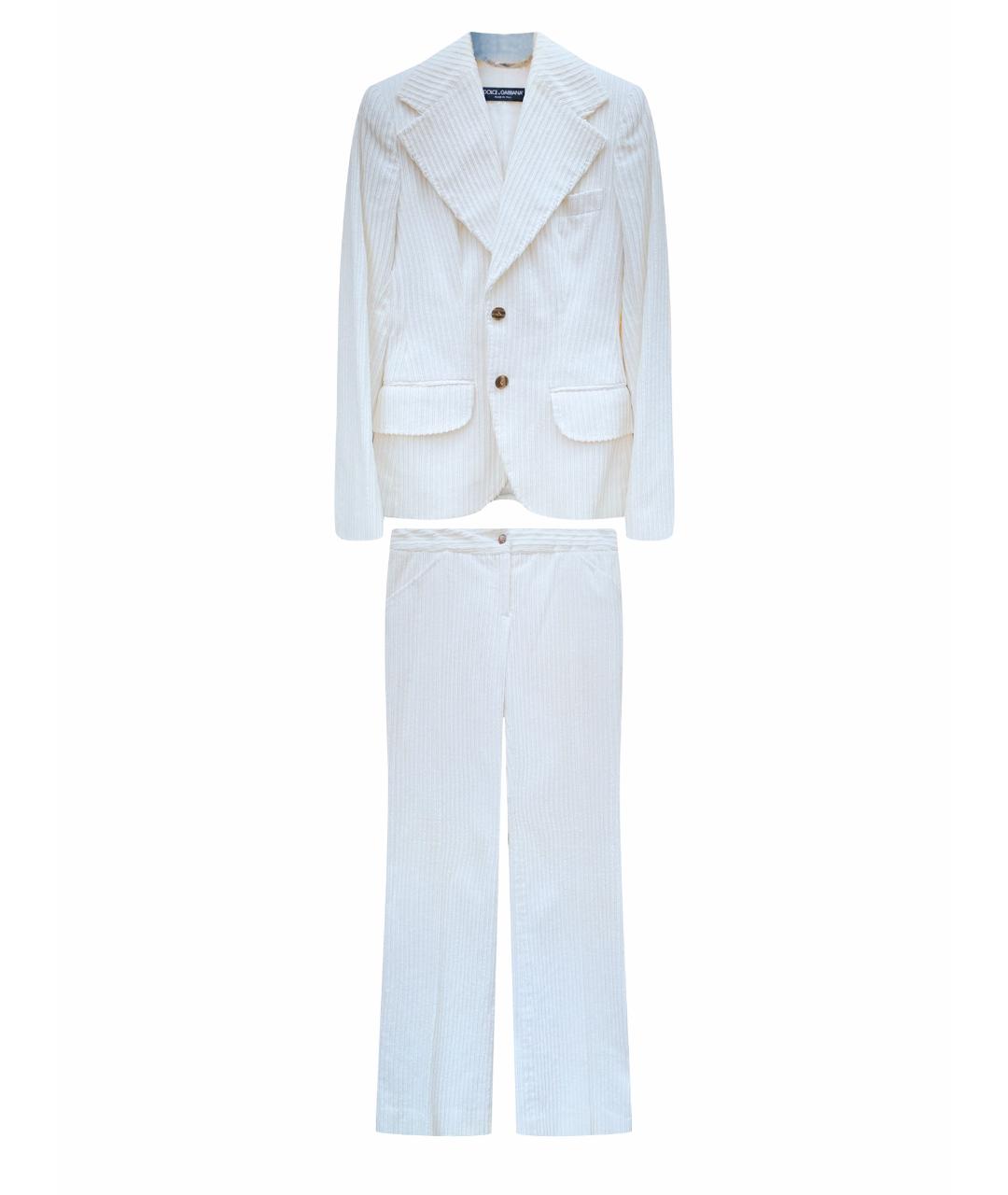 DOLCE & GABBANA VINTAGE Белый хлопко-эластановый костюм с брюками, фото 1