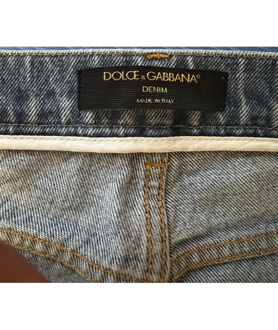 DOLCE&GABBANA Голубые хлопковые прямые джинсы, фото 6