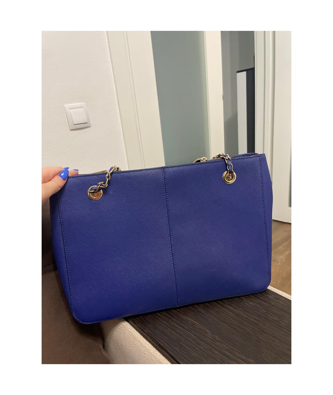 DKNY Синяя кожаная сумка тоут, фото 3