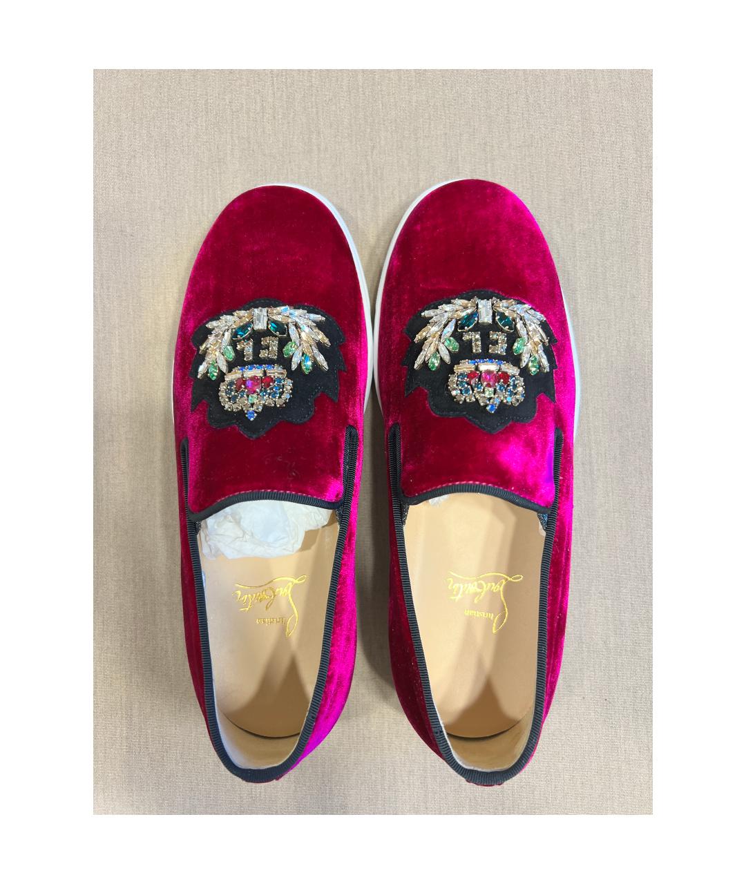 CHRISTIAN LOUBOUTIN Фиолетовые бархатные лоферы, фото 3