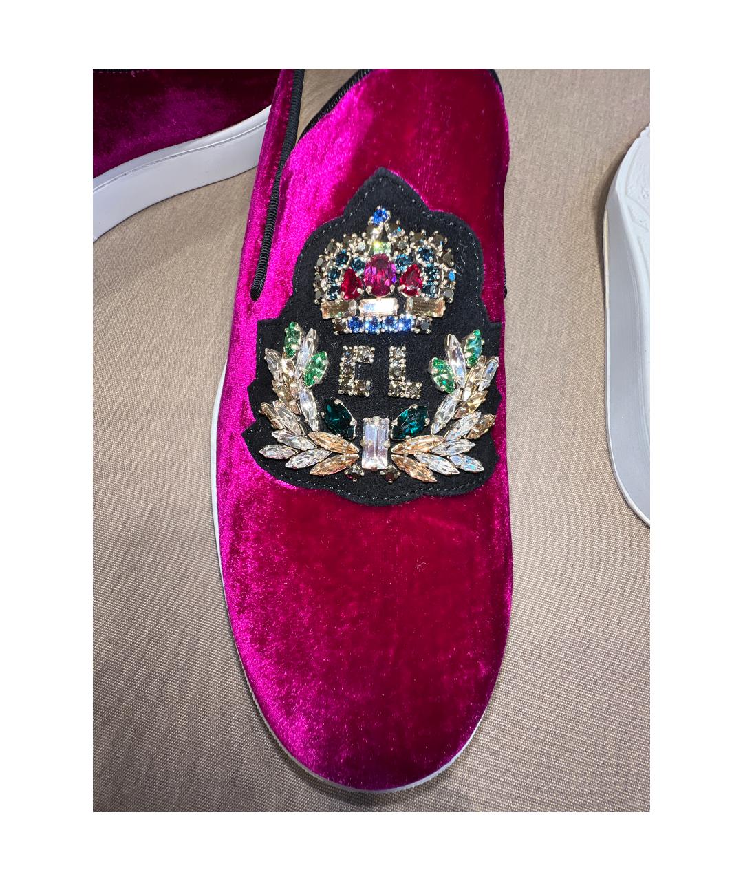 CHRISTIAN LOUBOUTIN Фиолетовые бархатные лоферы, фото 7
