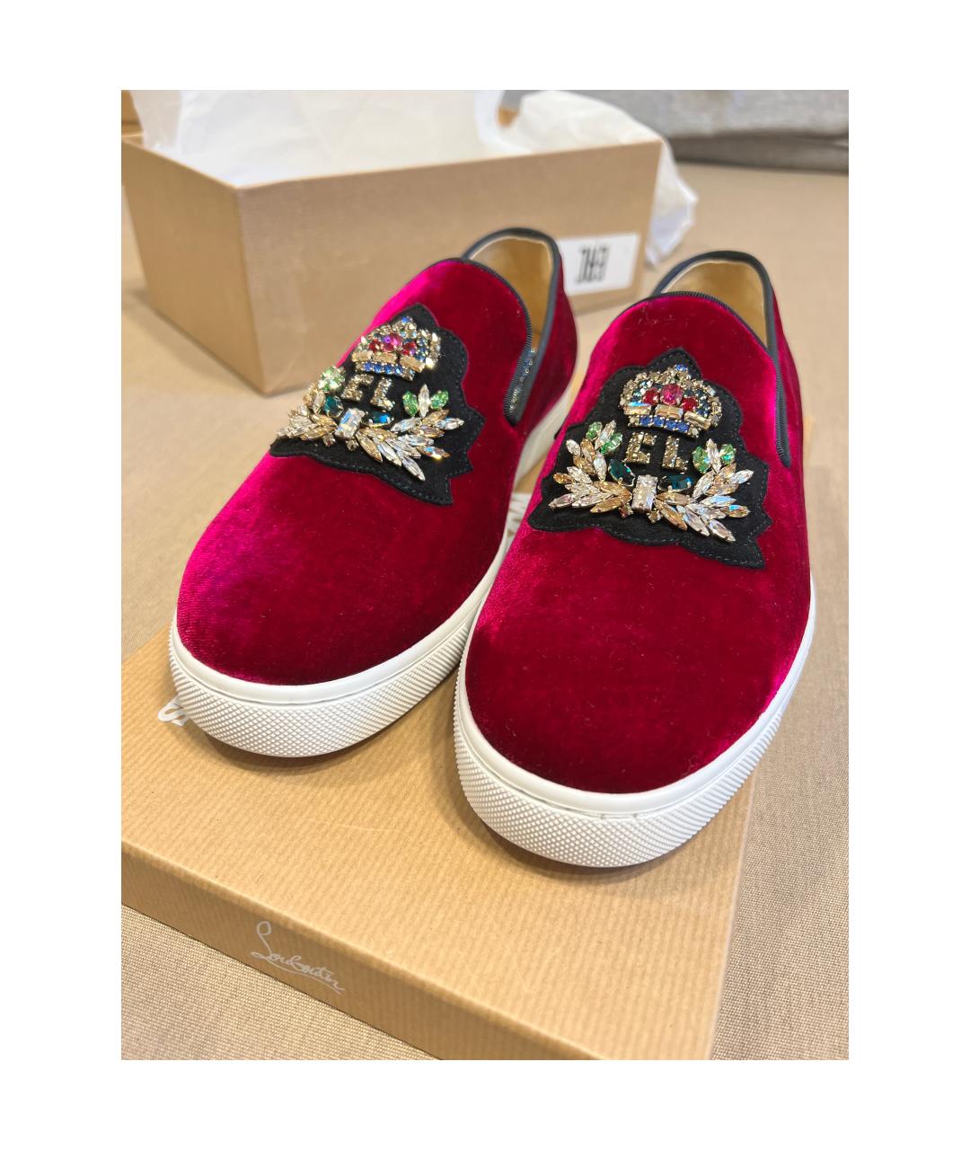 CHRISTIAN LOUBOUTIN Фиолетовые бархатные лоферы, фото 4