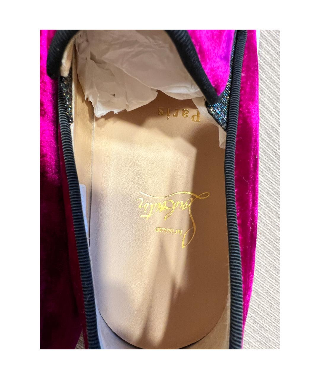 CHRISTIAN LOUBOUTIN Фиолетовые бархатные лоферы, фото 8