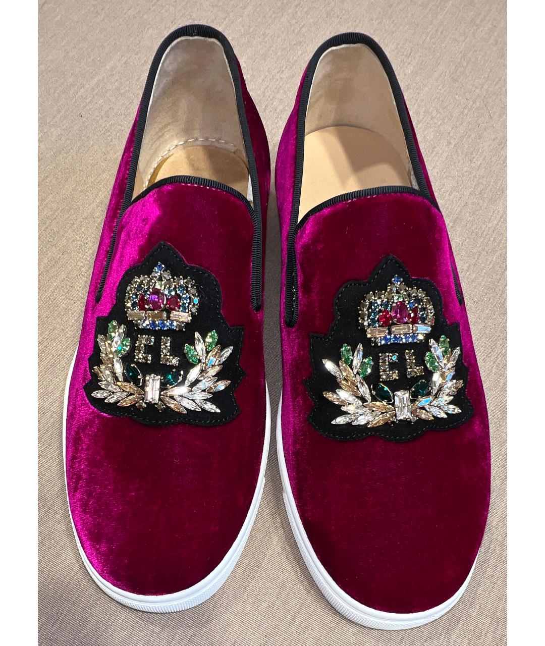 CHRISTIAN LOUBOUTIN Фиолетовые бархатные лоферы, фото 2