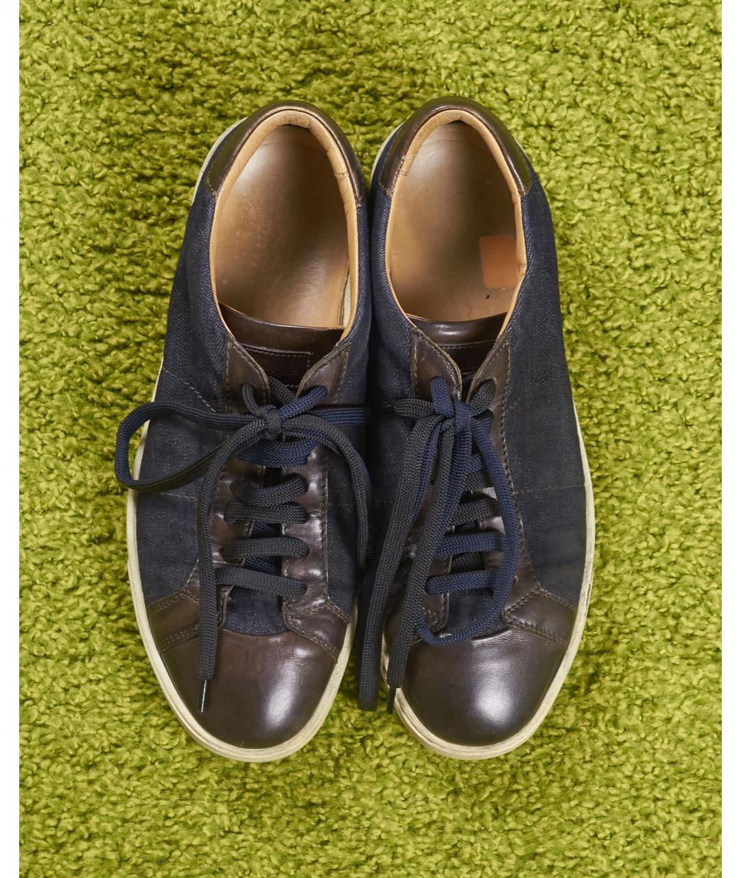 SANTONI Синие текстильные низкие кроссовки / кеды, фото 4