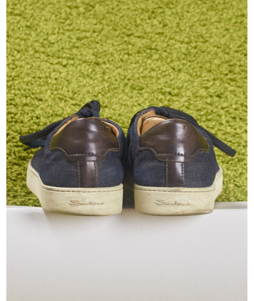 SANTONI Синие текстильные низкие кроссовки / кеды, фото 5