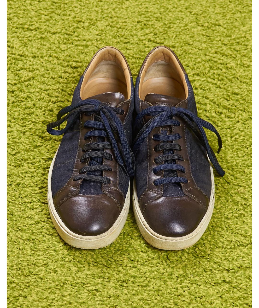 SANTONI Синие текстильные низкие кроссовки / кеды, фото 3