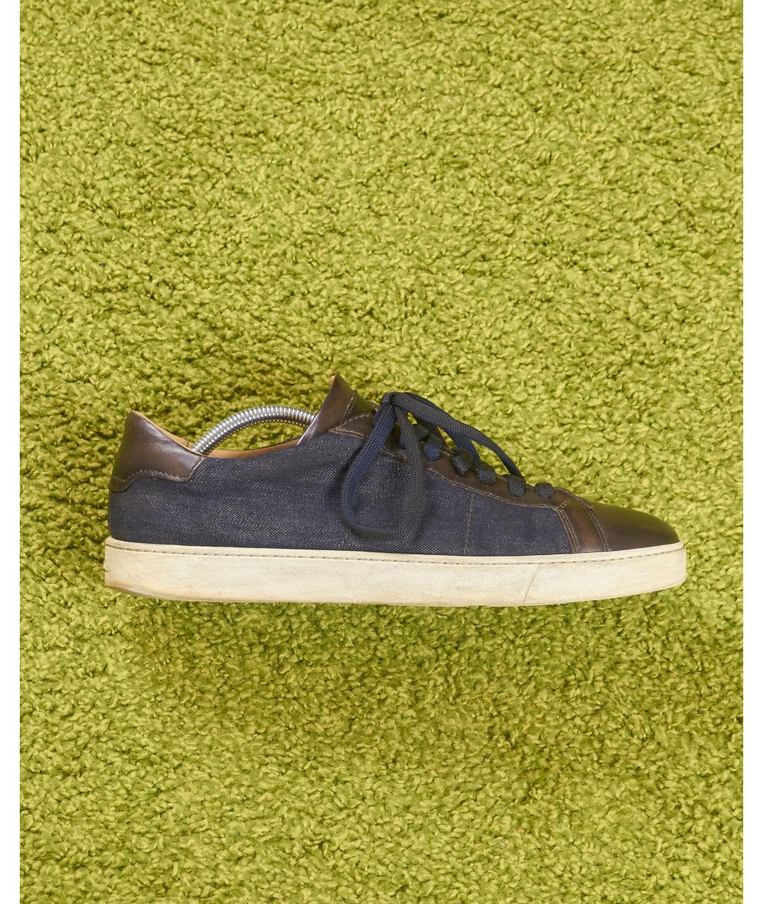 SANTONI Синие текстильные низкие кроссовки / кеды, фото 8