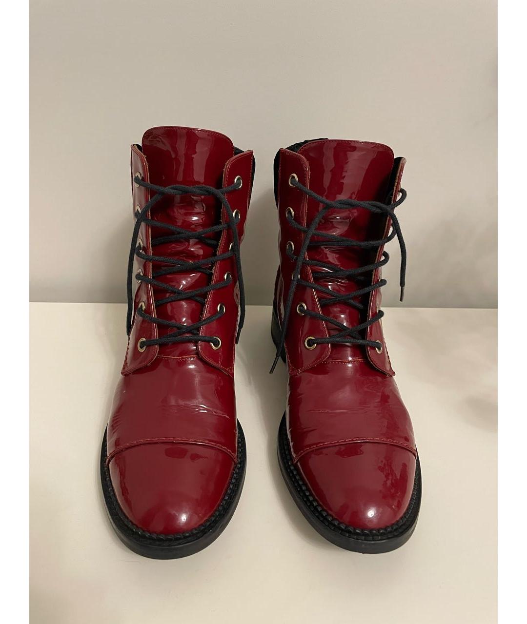 L'AUTRE CHOSE Бордовые ботинки из лакированной кожи, фото 2