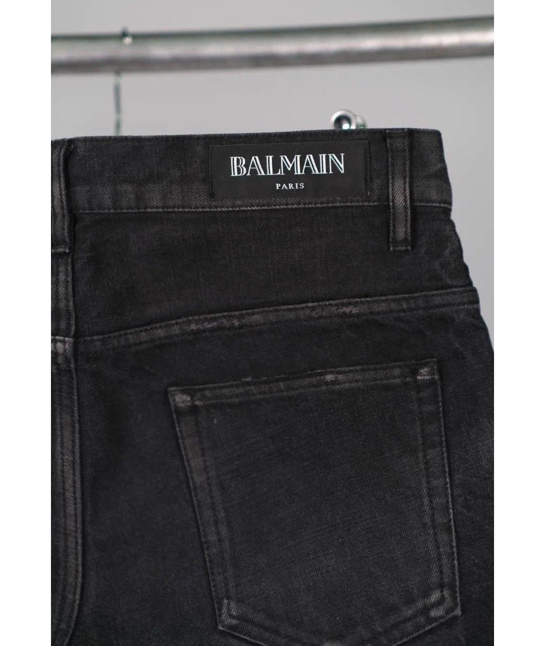 BALMAIN Черные хлопковые прямые джинсы, фото 4