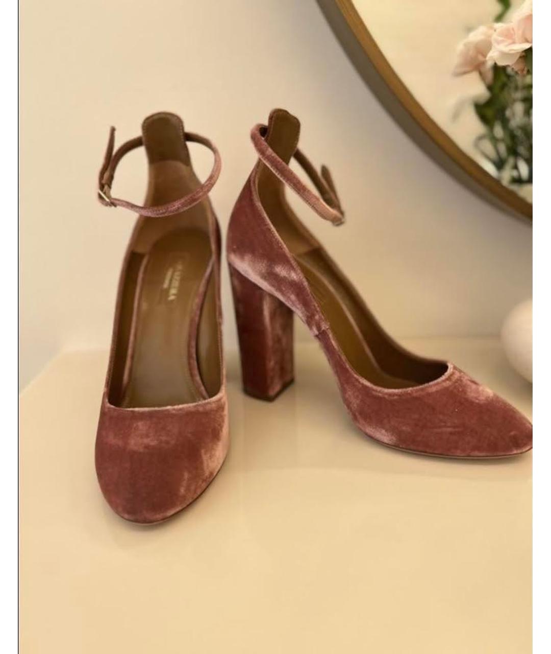 AQUAZZURA Розовые бархатные туфли, фото 2