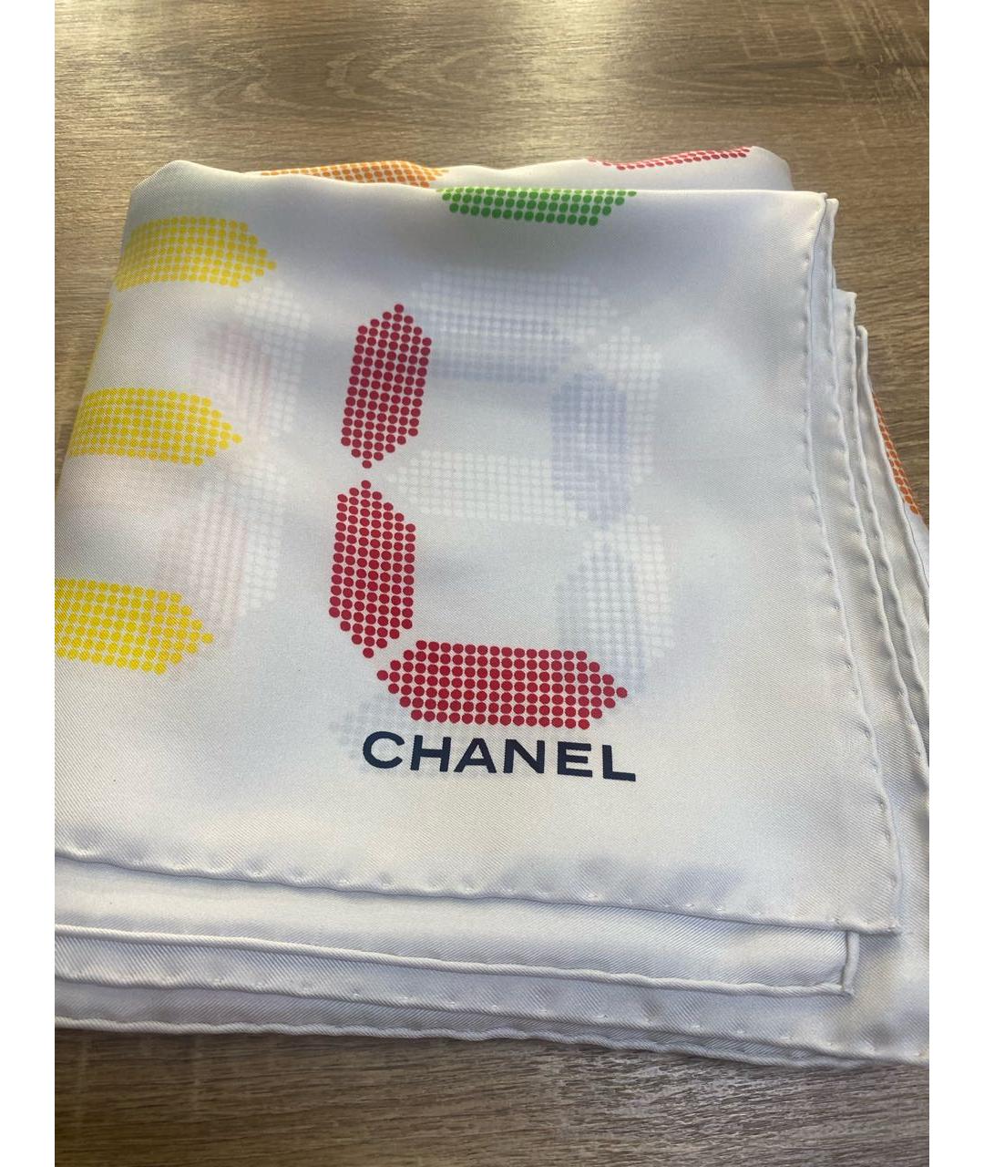 CHANEL PRE-OWNED Белый шелковый платок, фото 5