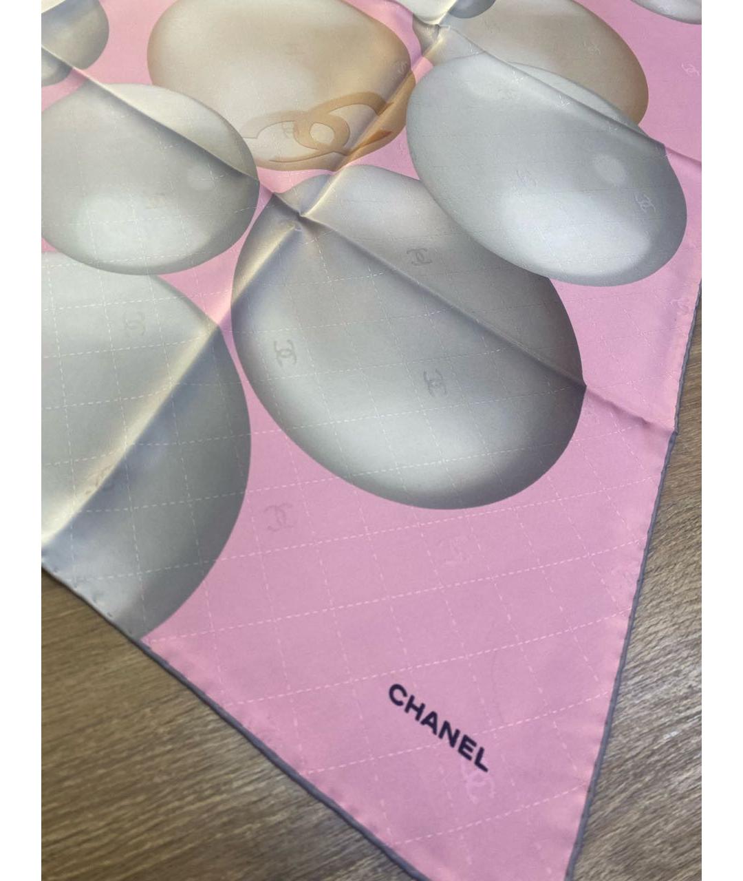 CHANEL Розовый шелковый платок, фото 4