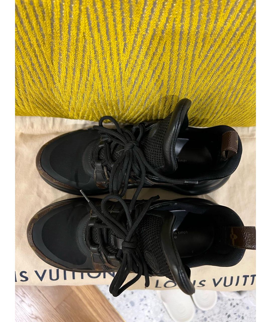 LOUIS VUITTON Черные кожаные кроссовки, фото 2