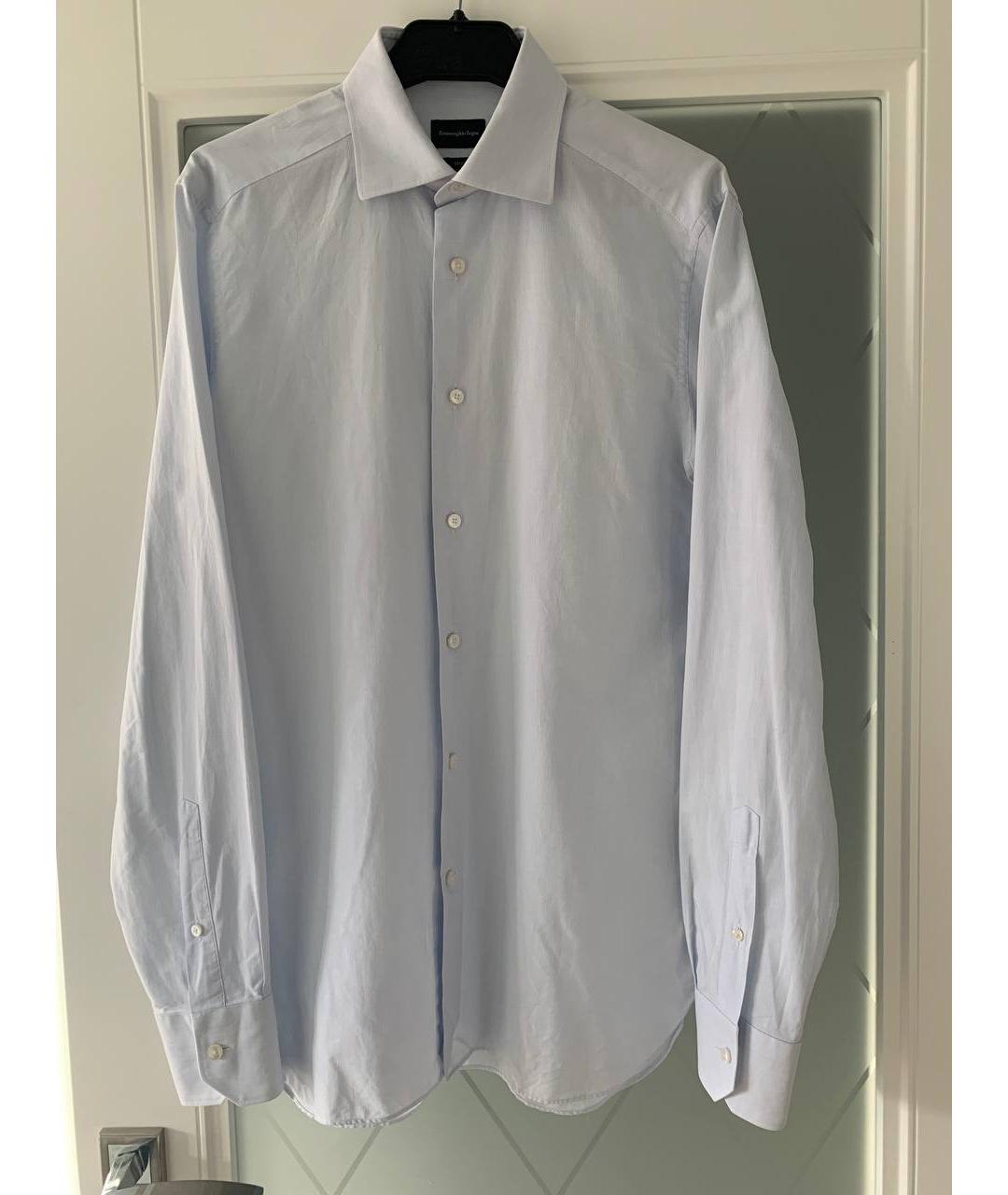 ERMENEGILDO ZEGNA Голубая хлопковая классическая рубашка, фото 6