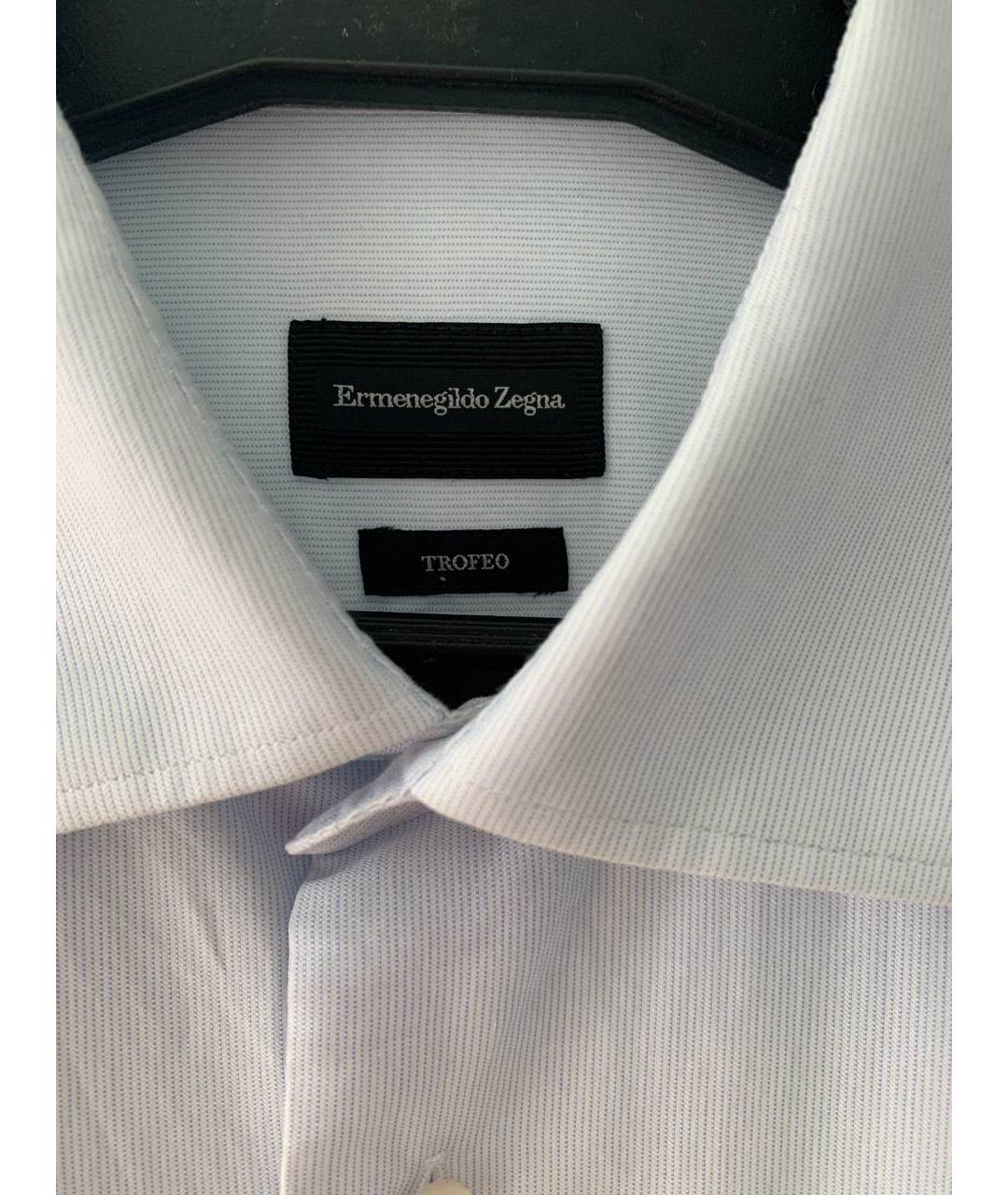 ERMENEGILDO ZEGNA Голубая хлопковая классическая рубашка, фото 3