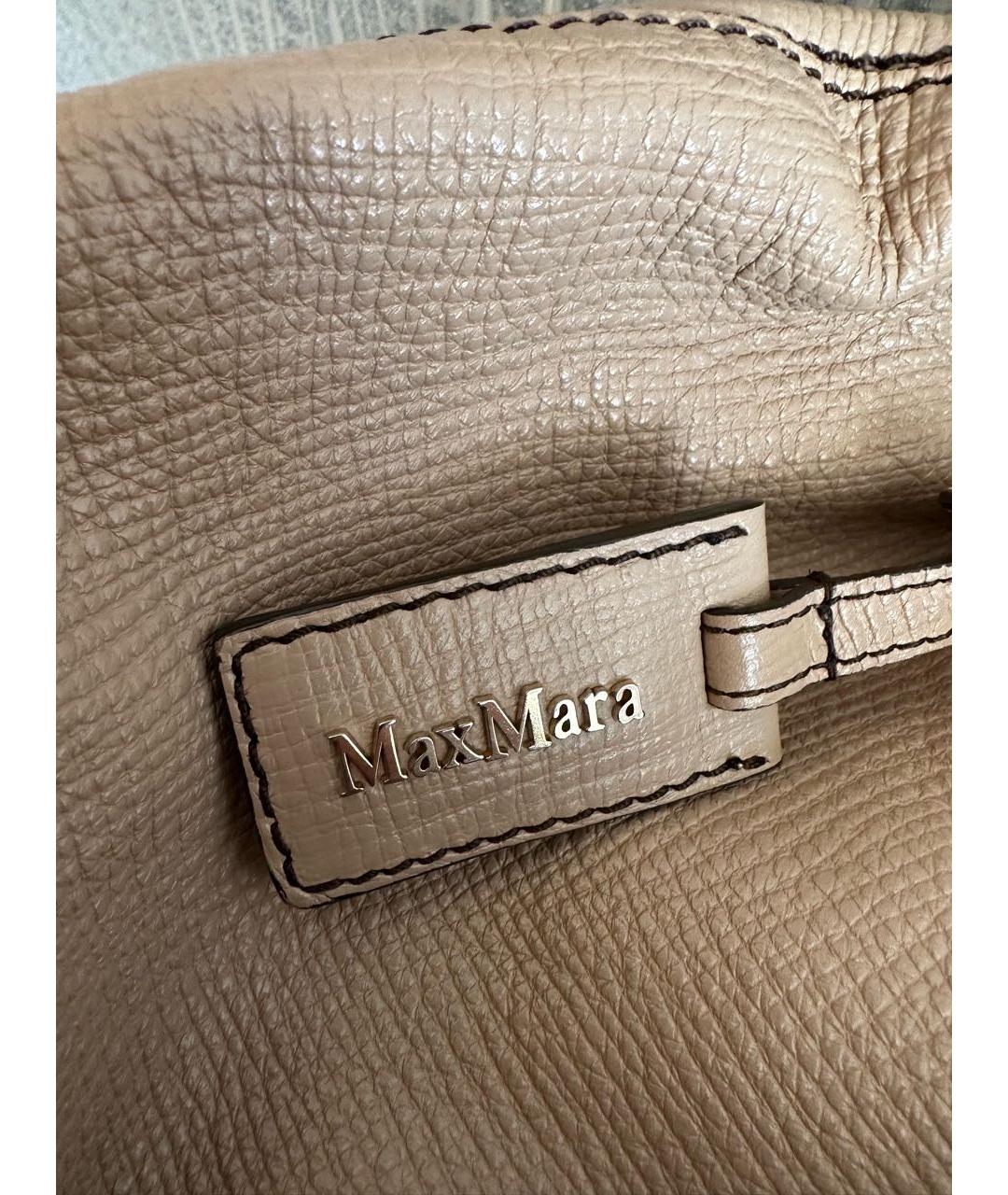 MAX MARA Бежевая кожаная сумка тоут, фото 3