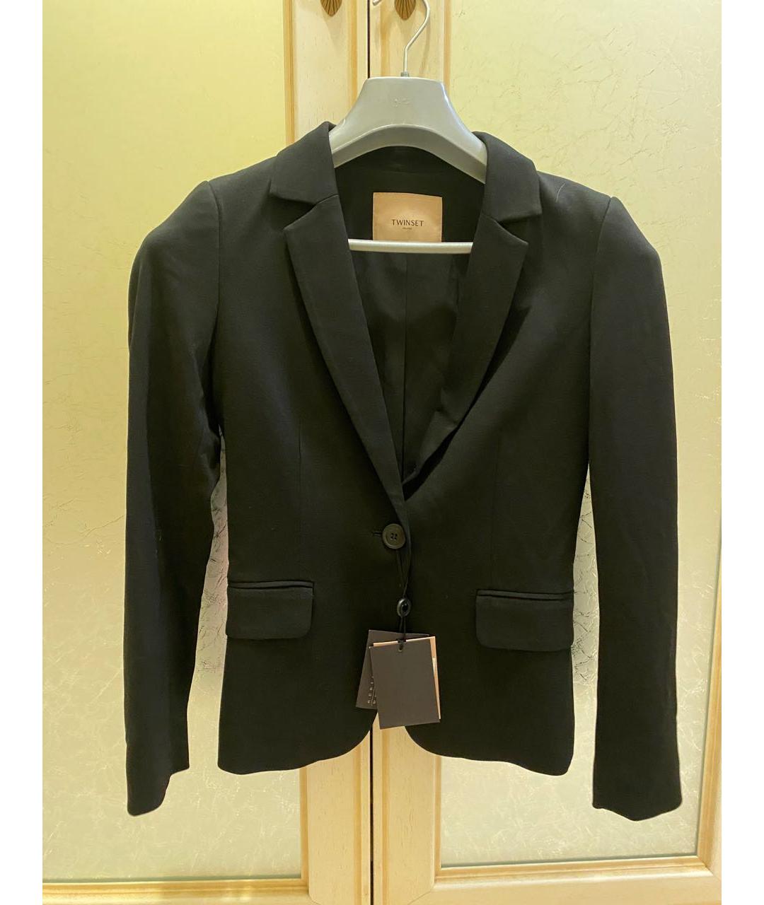 TWIN-SET Черный вискозный жакет/пиджак, фото 7