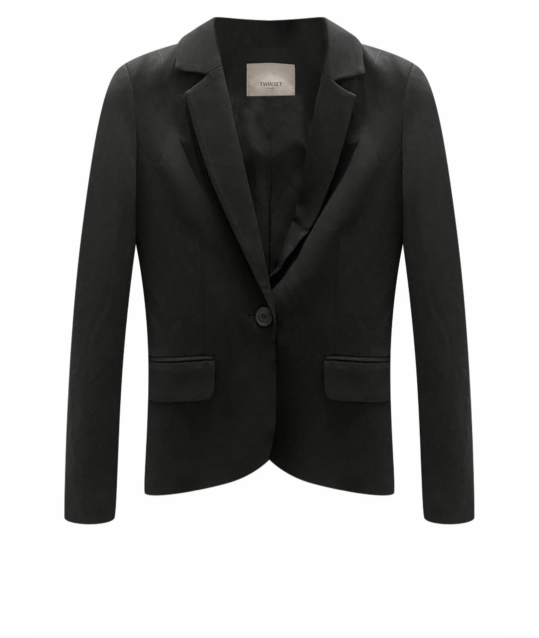 TWIN-SET Черный вискозный жакет/пиджак, фото 1