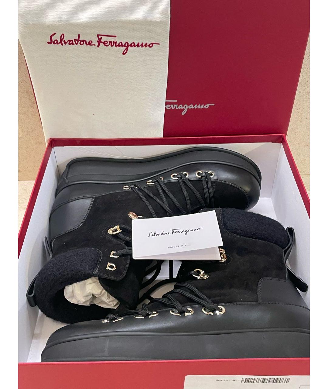 SALVATORE FERRAGAMO Черные кожаные ботинки, фото 3