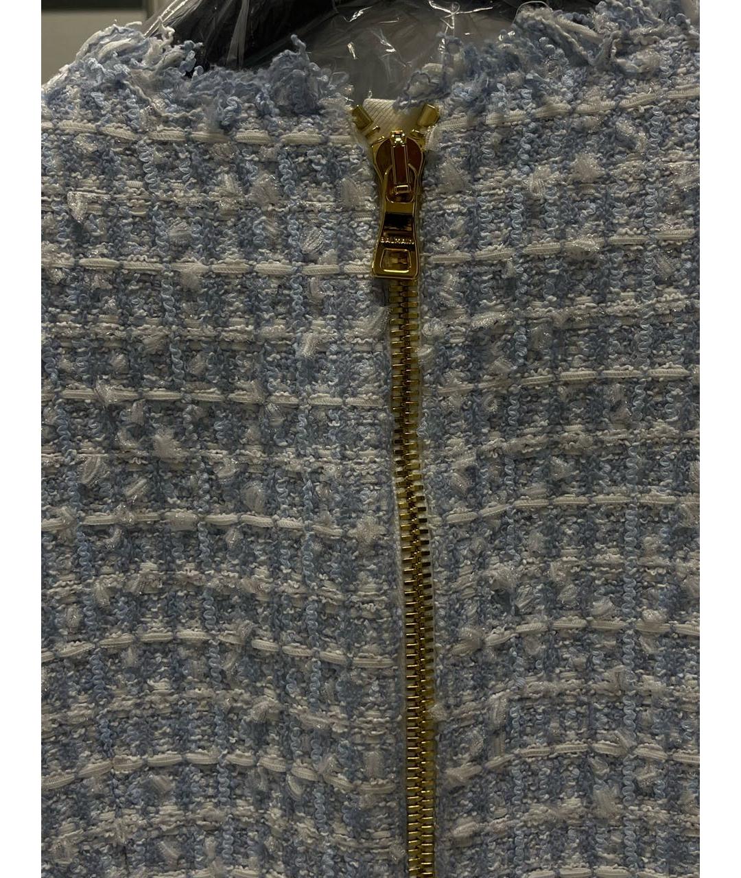 BALMAIN Голубое хлопковое коктейльное платье, фото 3