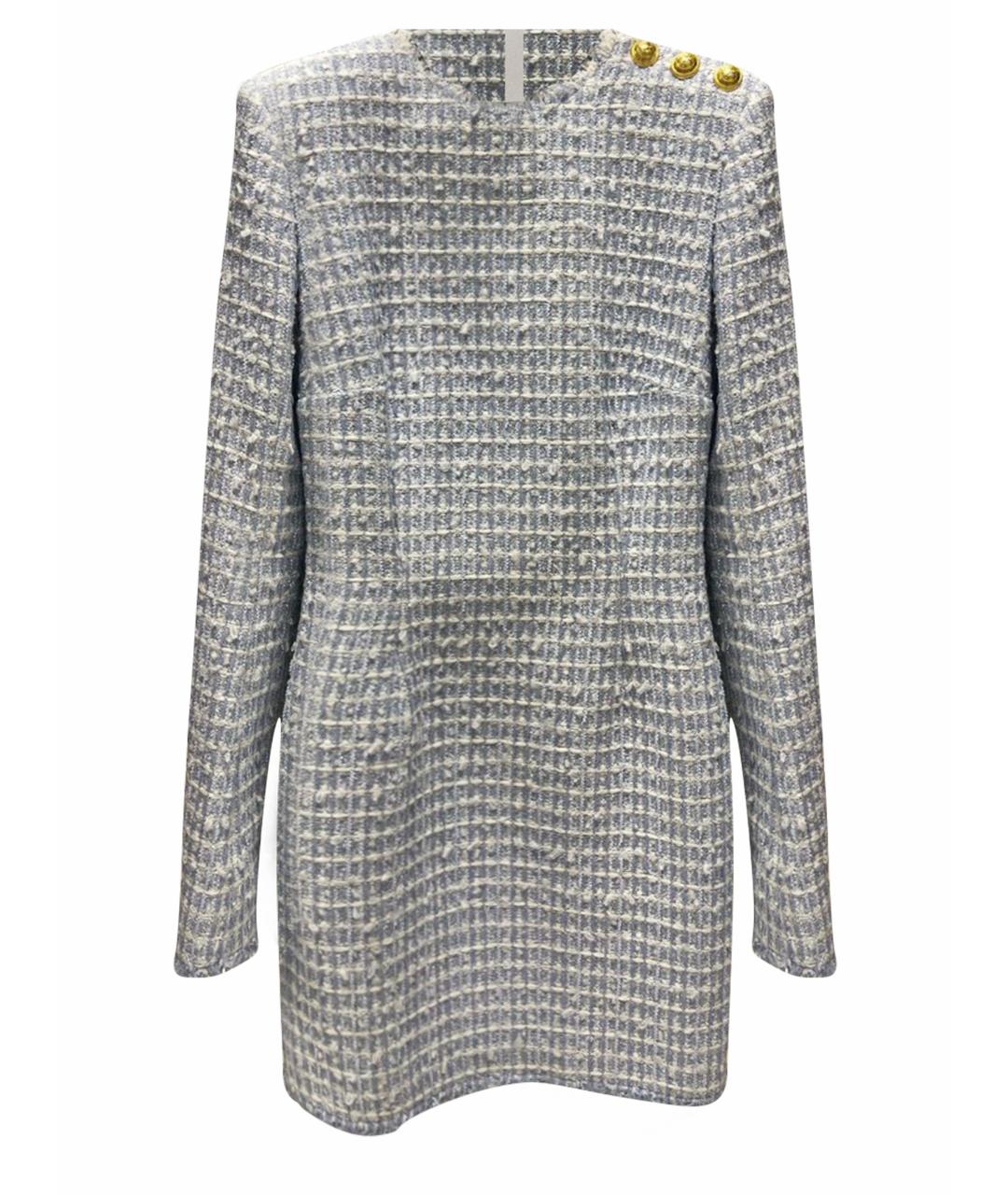 BALMAIN Голубое хлопковое коктейльное платье, фото 1