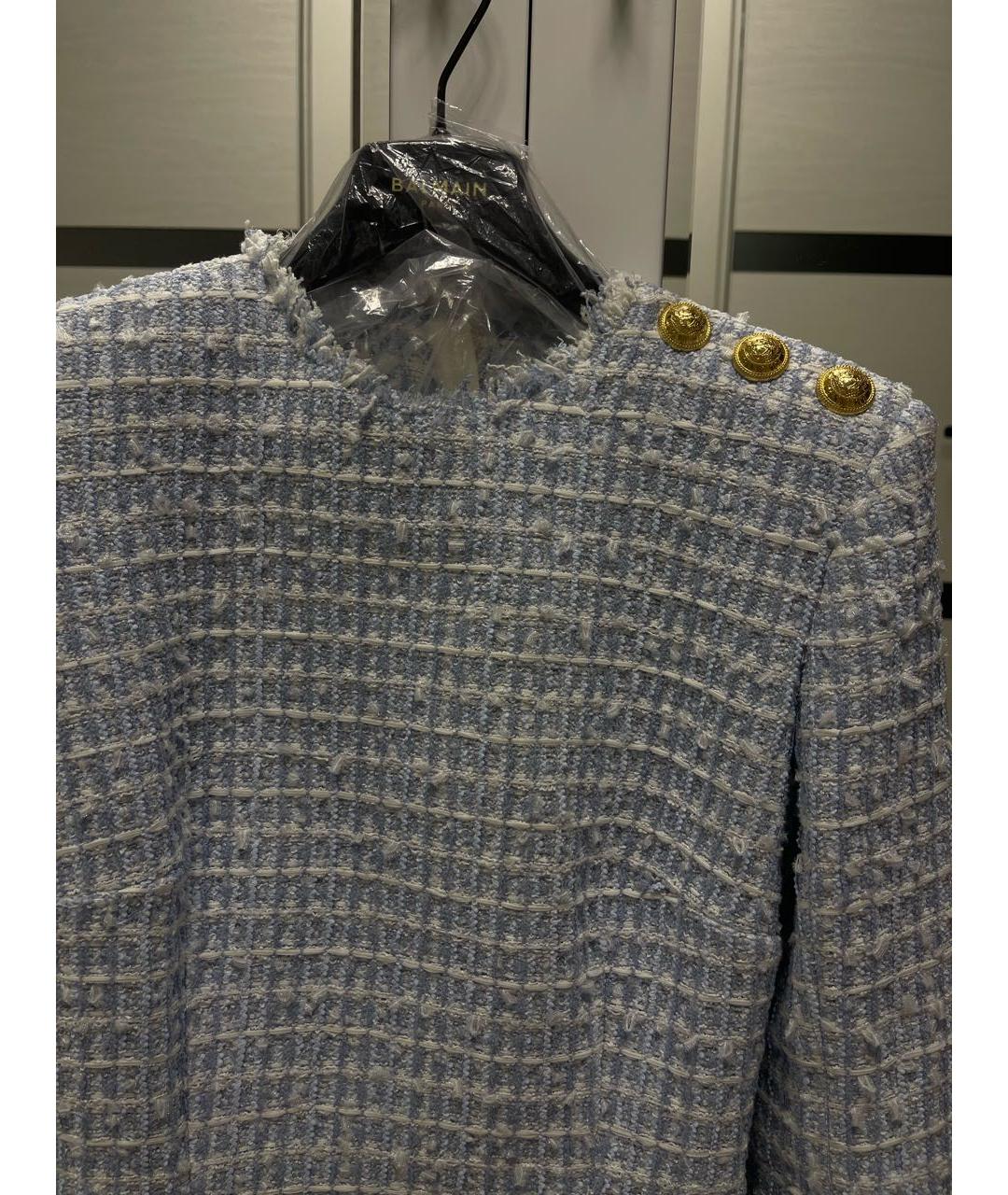 BALMAIN Голубое хлопковое коктейльное платье, фото 2