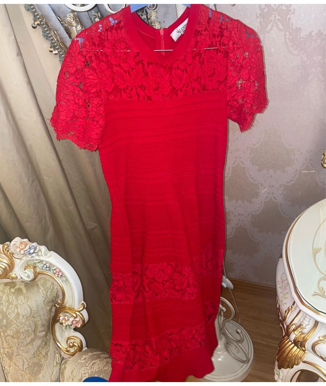 VALENTINO Красное вискозное вечернее платье, фото 5