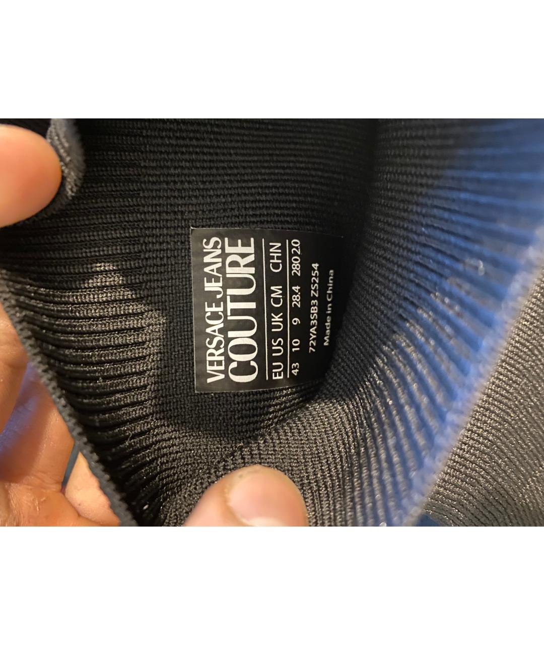 VERSACE JEANS COUTURE Черные текстильные высокие кроссовки / кеды, фото 4