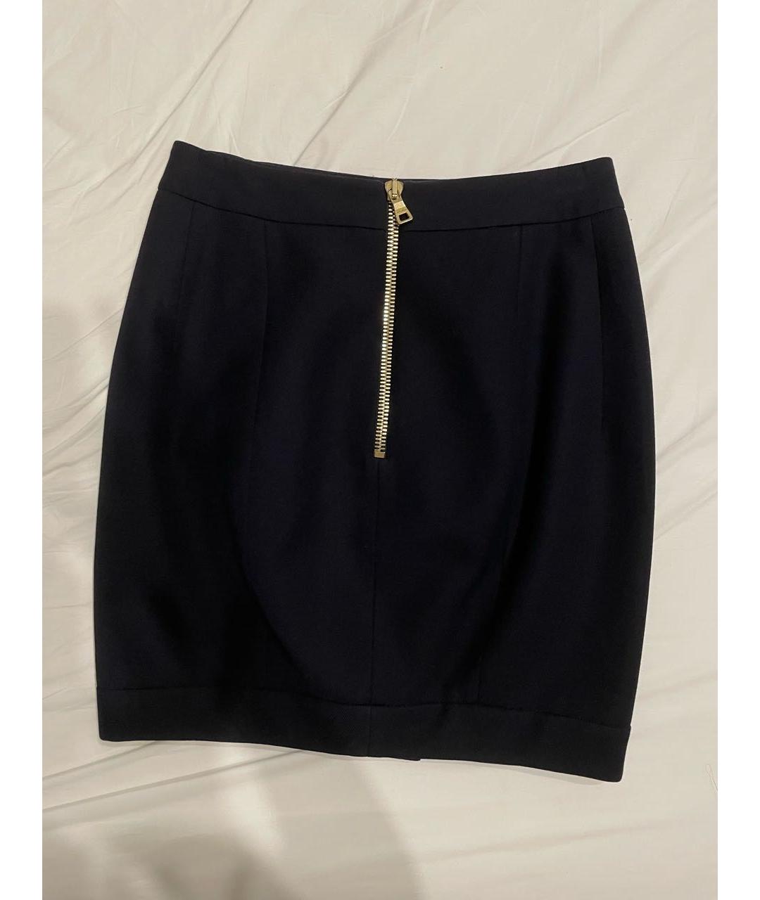 BALMAIN Темно-синяя креповая юбка мини, фото 2