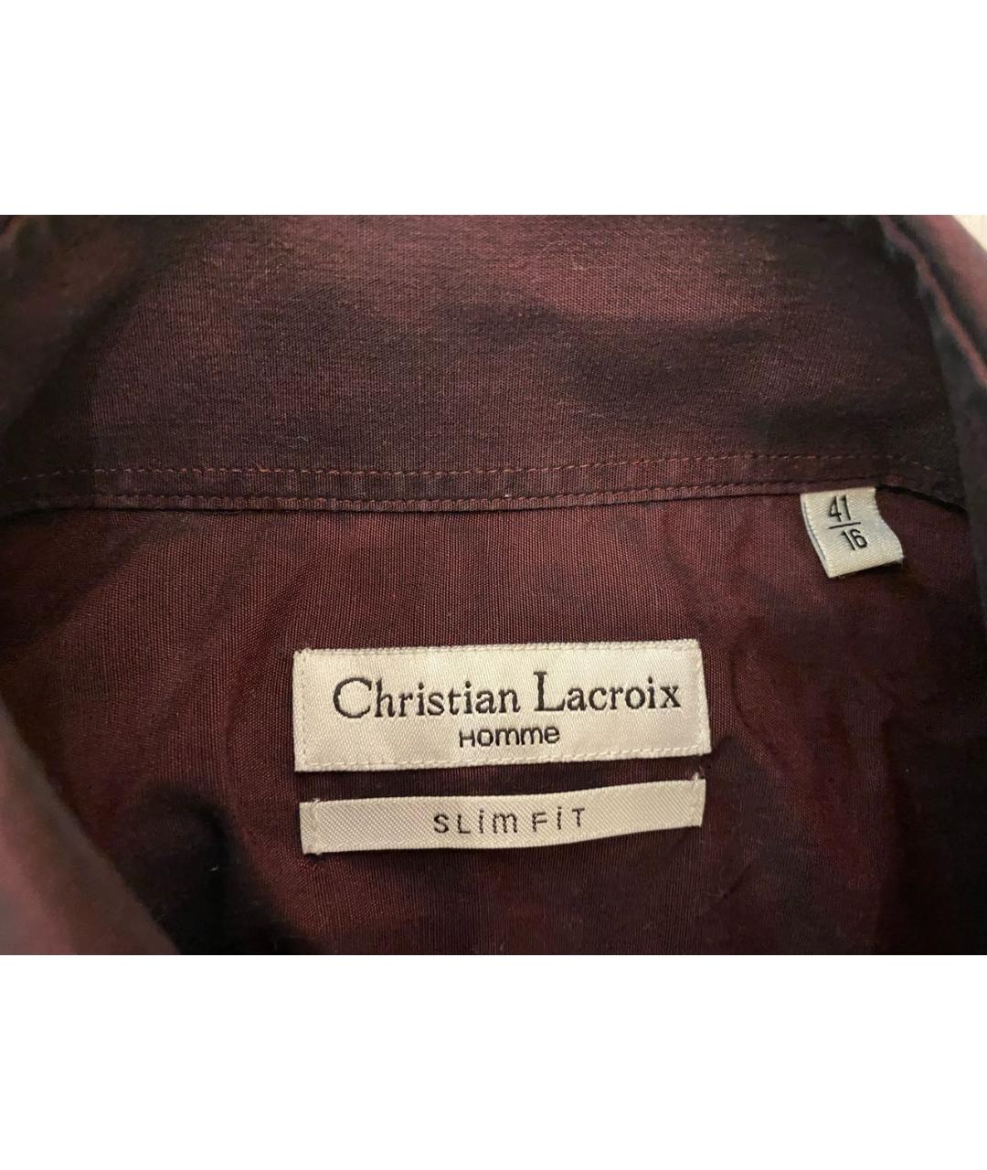 CHRISTIAN LACROIX Бордовая хлопковая кэжуал рубашка, фото 3