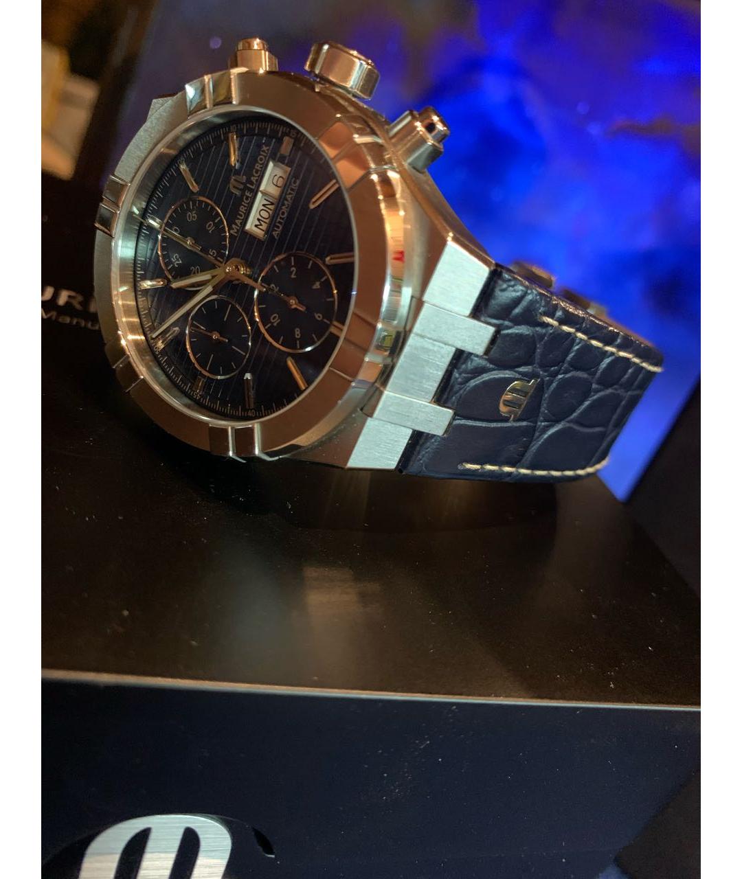 MAURICE LACROIX Синие стальные часы, фото 8