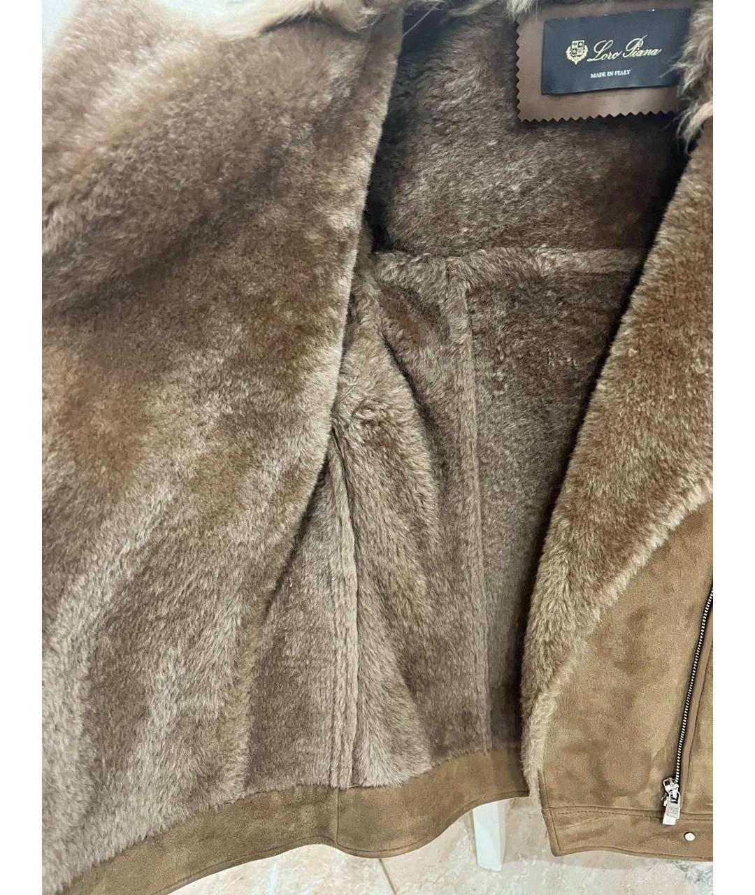 LORO PIANA Коричневая шерстяная дубленка, фото 4