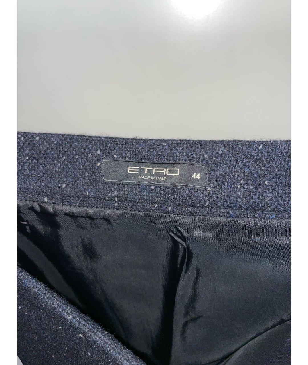 ETRO Темно-синяя шерстяная юбка миди, фото 4