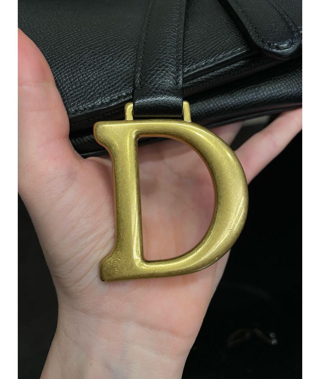 CHRISTIAN DIOR Черная кожаная сумка с короткими ручками, фото 7