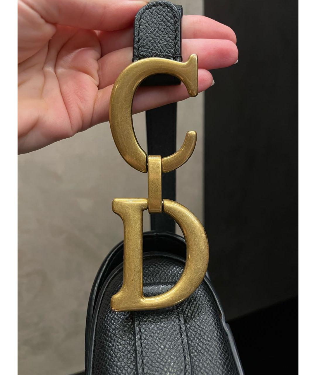 CHRISTIAN DIOR Черная кожаная сумка с короткими ручками, фото 5