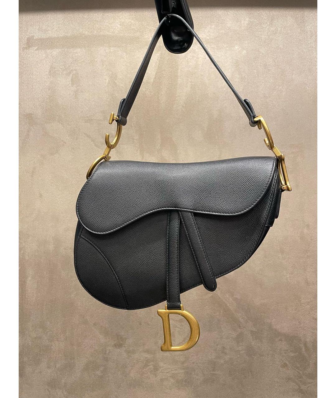 CHRISTIAN DIOR Черная кожаная сумка с короткими ручками, фото 9