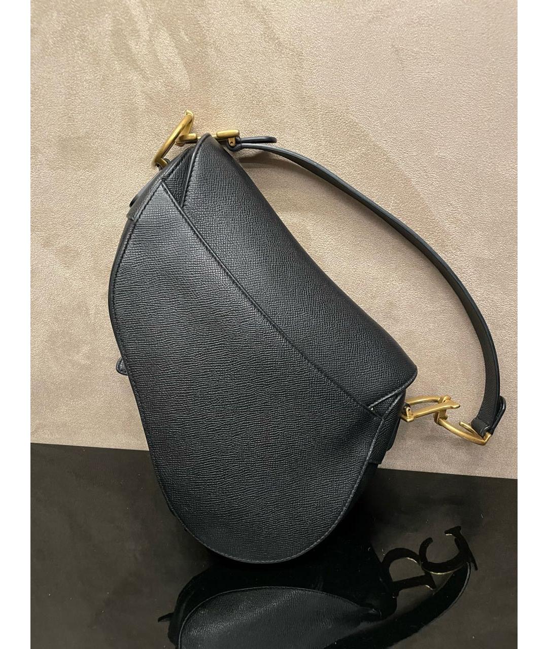 CHRISTIAN DIOR Черная кожаная сумка с короткими ручками, фото 3